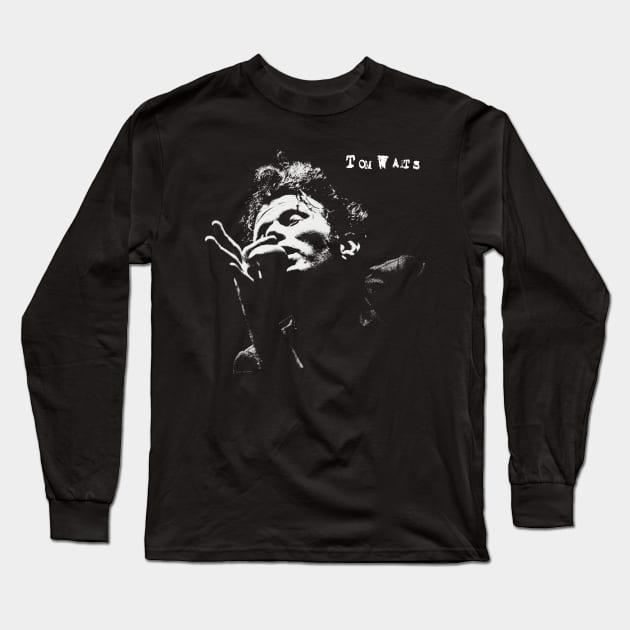 Retro Portrait Tom Waits Long Sleeve T-Shirt by GekNdangSugih